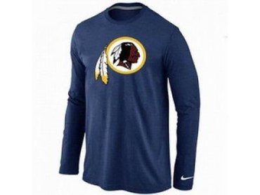 NEW Washington Red Skins Logo Long Sleeve T-Shirt D.Blue