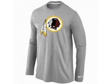 NEW Washington Red Skins Logo Long Sleeve T-Shirt Grey
