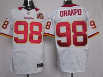 2012 NEW NFL Washington Redskins 98 Brian Orakpo White Jerseys With 80 Anniversary Patch (Elite)