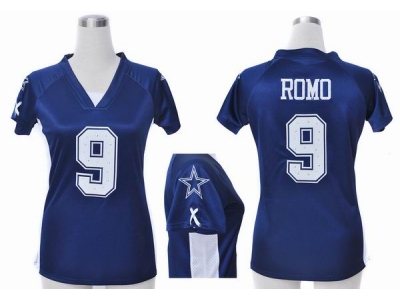 NEW Women Dallas Cowboys 9 Tony Romo blue jerseys(draft him ii top)