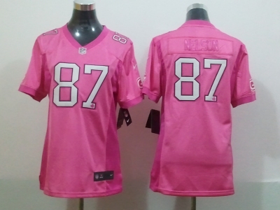 NEW Women Green Bay Packers #87 Jordy Nelson pink jerseys(2012 love)