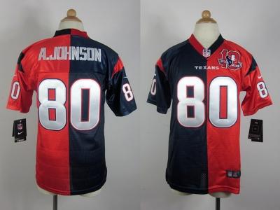 NEW Women Houston Texans #80 Andre Johnson blue-red jerseys(Elite split 10th patch)