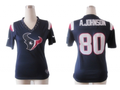 NEW Women Houston Texans #80 Andre a.johnson Blue Field Flirt Fashion Jerseys(2012)