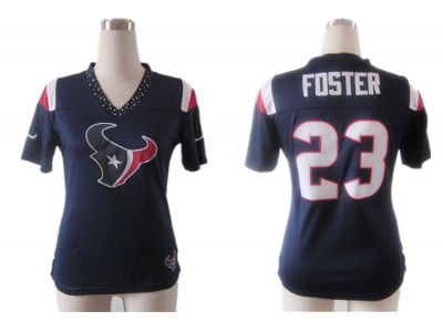 NEW Women Houston Texans 23 Arian Foster Blue Field Flirt Fashion Jerseys(2012)