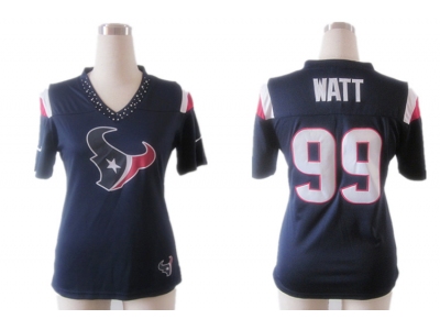NEW Women Houston Texans 99 J.J. Watt Blue Field Flirt Fashion Jerseys(2012)
