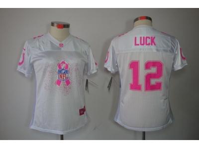 NEW Women Indianapolis Colts #12 Andrew Luck white(breast cancer awareness fashion)