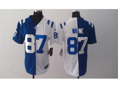NEW Women Indianapolis Colts #87 Reggie Wayne white-blue jerseys(Elite split)