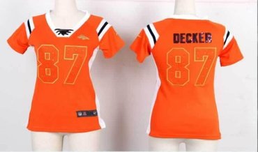 NEW Women Jerseys Denver Broncos 87 Eric Decker Orange(fashion Rhinestone sequins)