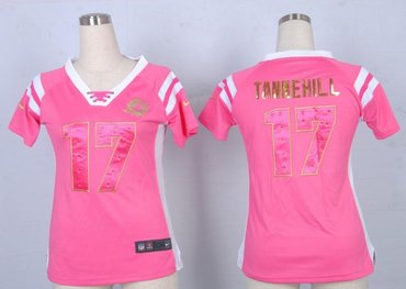 NEW Women Jerseys Miami Dolphins 17 Ryan Tannehill Pink(fashion Rhinestone sequins)