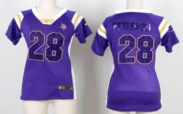 NEW Women Jerseys Minnesota Vikings 28 Adrian Peterson Purple(fashion Rhinestone sequins)