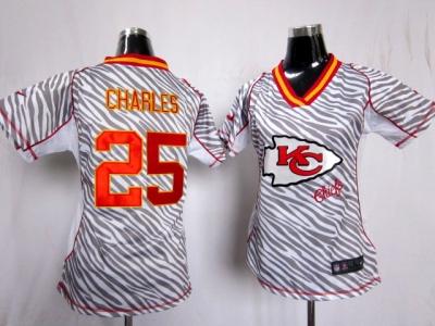NEW Women Kansas City Chiefs #25 Jamaal Charles jerseys(fem fan zebra)