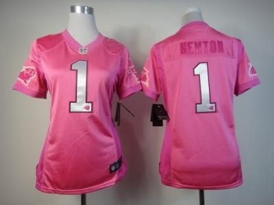NEW Women NFL Carolina Panthers #1 Cam Newton Pink Jerseys(love s)