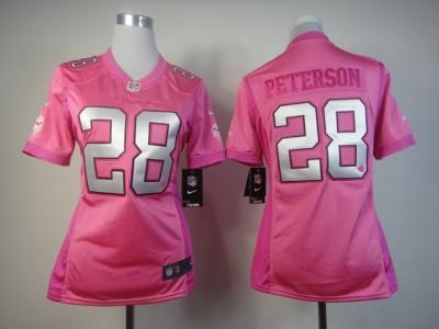 NEW Women NFL Minnesota Vikings #28 Adrian Peterson Pink Jerseys(love s)
