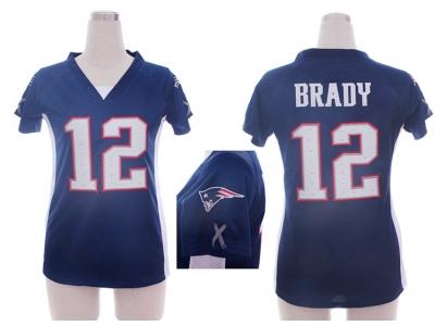 NEW Women New England Patriots #12 Tom Brady blue jerseys(draft him ii top)