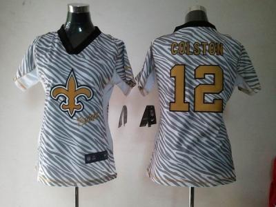 NEW Women New Orleans Saints #12 Marques Colston jerseys(fem fan zebra)