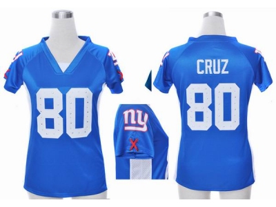 NEW Women New York Giants 80 Victor Cruz blue jerseys(draft him ii top)