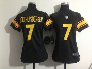 NEW Women Pittsburgh Steelers 7 Ben Roethlisberger GOID Jerseys