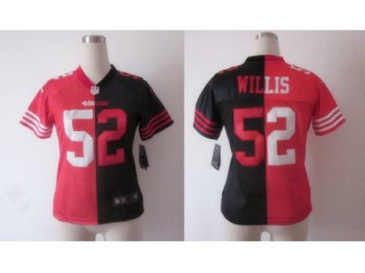 NEW Women San Francisco 49ers 52 Patrick Willis red-black jerseys(Elite split)