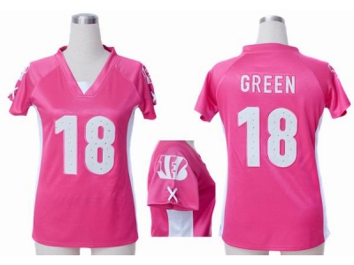 NEW Women Cincinnati Bengals 18 A.J. Green Pink Jerseys(Draft Him ii Top)