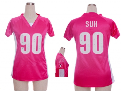 NEW Women detroit lions #90 ndamukong suh pink jerseys(draft him ii top)