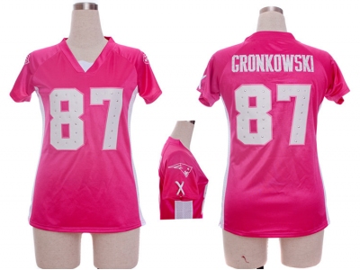 NEW Women nfl New England Patriots #87 Rob Gronkowski pink jerseys(draft him ii top)