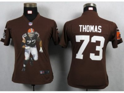 NEW Womens Cleveland Browns 73 Thomas Brown Portrait Fashion Game Jerseys