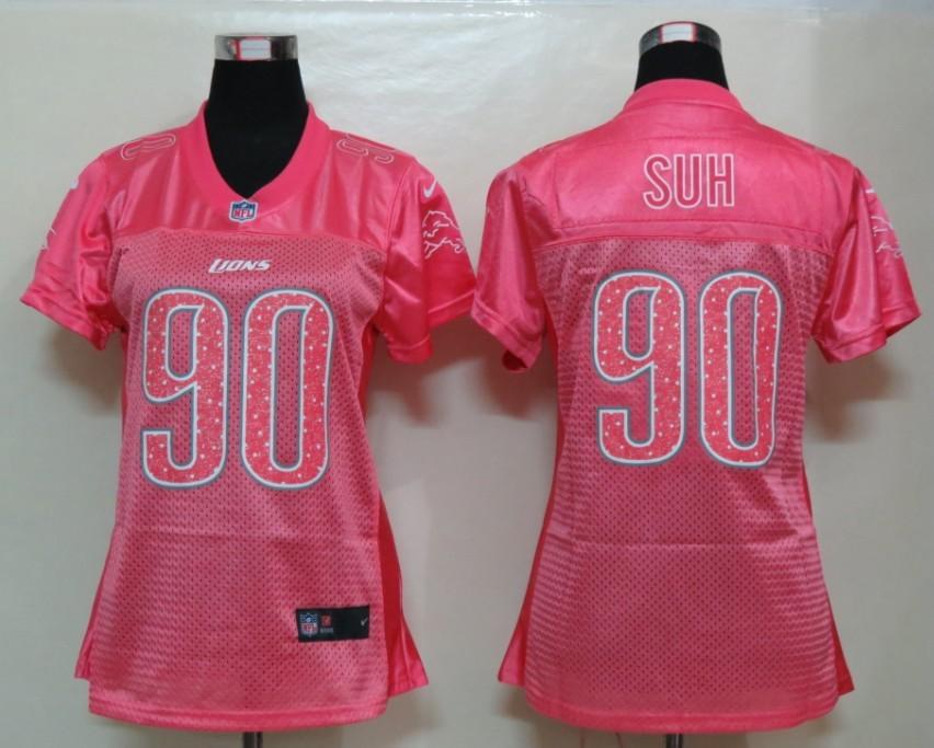 NEW Womens Detroit Lions 90 Suh Pink Jerseys