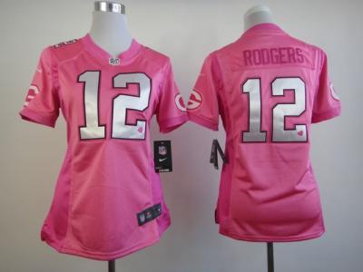 NEW Womens Green Bay Packers #12 Aaron Rodgers Pink Jerseys(love s)