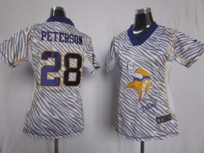 NEW Womens Minnesota Vikings #28 Adrian Peterson jerseys(fem fan zebra