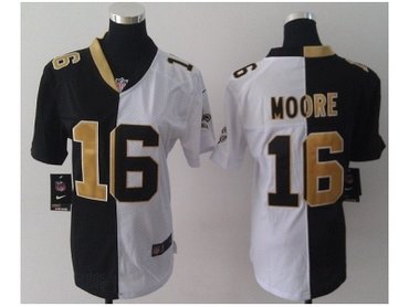 NEW Womens New Orleans Saints #16 Lance Moore white-black jerseys(Elite split)