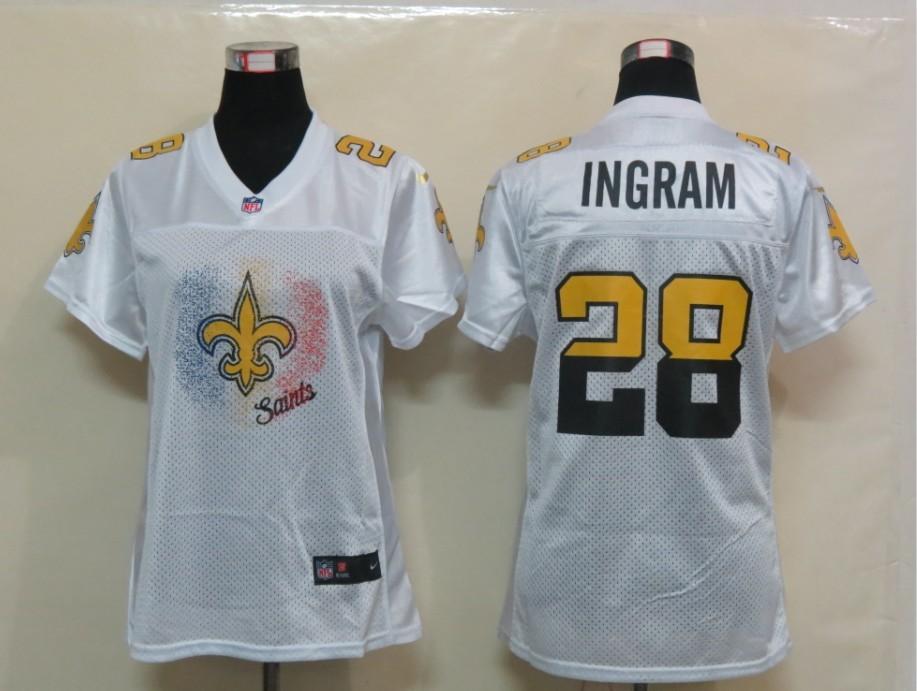 NEW Womens New Orleans Saints 28 Ingram White Jerseys