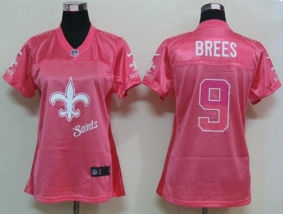 NEW Womens New Orleans Saints 9 Brees Pink Elite Jerseys
