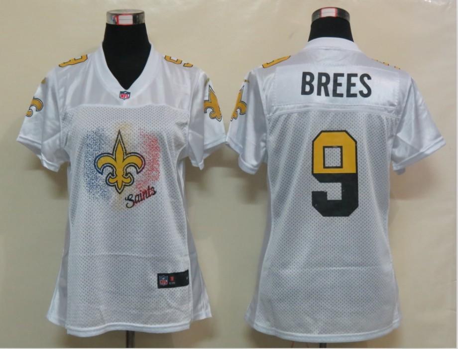NEW Womens New Orleans Saints 9 Brees White Jerseys