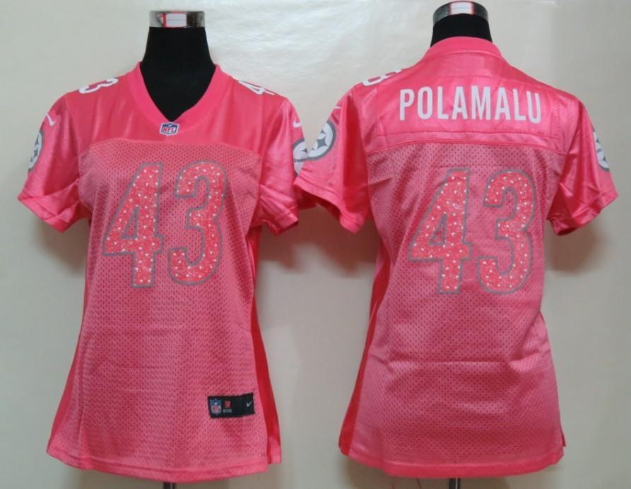 NEW Womens Pittsburgh Steelers 43 Popamalu Pink Jerseys