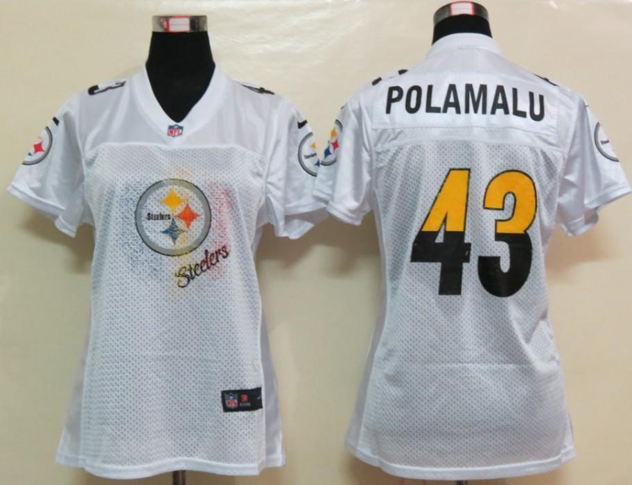 NEW Womens Pittsburgh Steelers 43 Popamalu White fem fan Jerseys