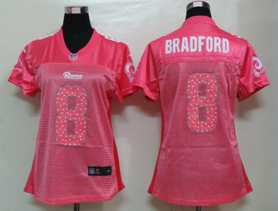 NEW Womens St.Louis Rams 8 Bradford Pink Elite Jerseys