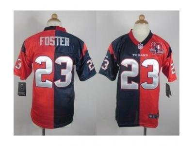 NEW Youth Houston Texans #23 Arian Foster blue-red jerseys(Elite split 10th patch)