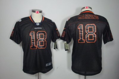 NEW Youth NFL Denver Broncos 18 Peyton Manning black jerseys(Lights Out Elite)