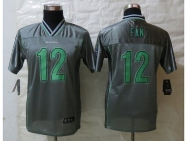 NEW Youth Seattle Seahawks #12 Fan Grey Jerseys(Vapor)