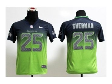 NEW Youth jerseys seattle seahawks #25 sherman blue-green(Elite II drift fashion)