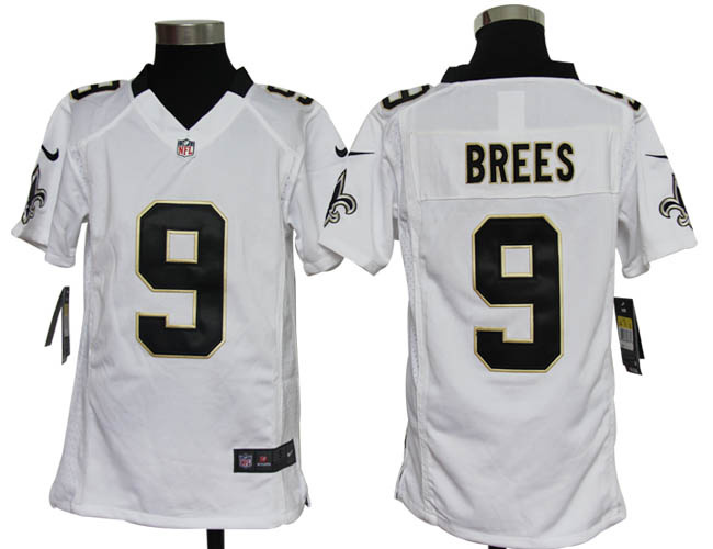 NEW nfl youth new orleans saints 9 drew brees white jerseys
