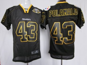 NEW pittsburgh steelers #43 Troy Polamalu black jerseys(Elite lights out 80 anniversary)