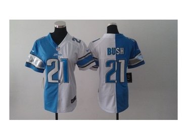 NEW women NFL Detroit Lions #21 Reggie Bush white-blue(Elite split)