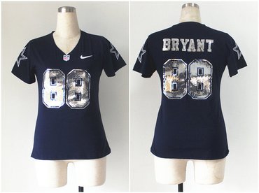 NEW women jerseys Dallas Cowboys 88 Dez Bryant Blue(Handwork Sequin lettering Fashion)