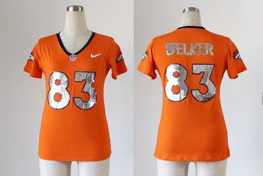 NEW women jerseys Denver Broncos 83 Wes Welker Orange(Handwork Sequin lettering Fashion)