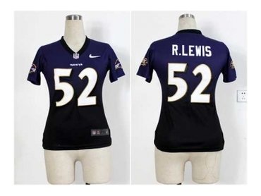 NEW women jerseys baltimore ravens #52 r.lewis purple-grey(Elite II drift fashion)