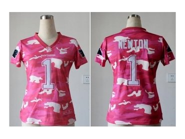 NEW women jerseys carolina panthers #1 cam newton pink(fashion camo)