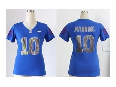 NEW women jerseys new york giants #10 manning blue(Handwork Sequin lettering Fashion)