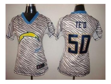 NEW women jerseys san diego chargers #50 manti teo(fem fan zebra)