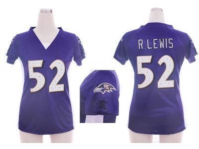 NEW women nfl baltimore ravens #52 r.lewis purple jerseys(draft him ii top)